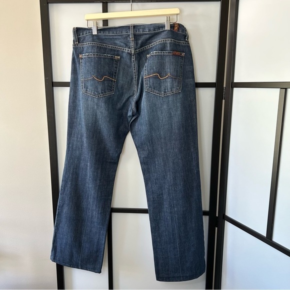[34] 7 For All Mankind Men’s Medium Blue Wash Bootcut Denim Jeans NWOT - Picture 6 of 13